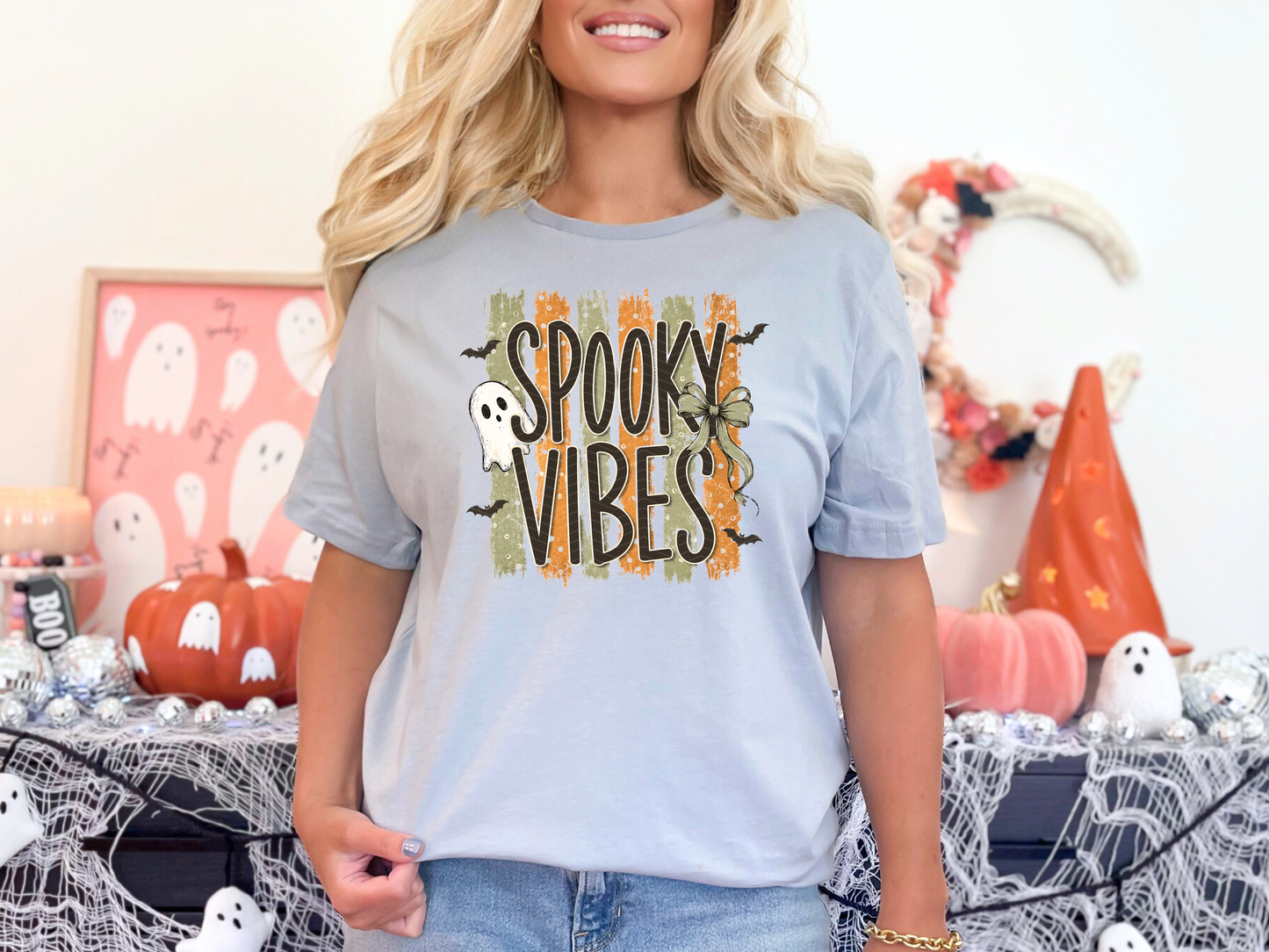 Halloween Stripes Spooky Vibes DTF TRANSFER