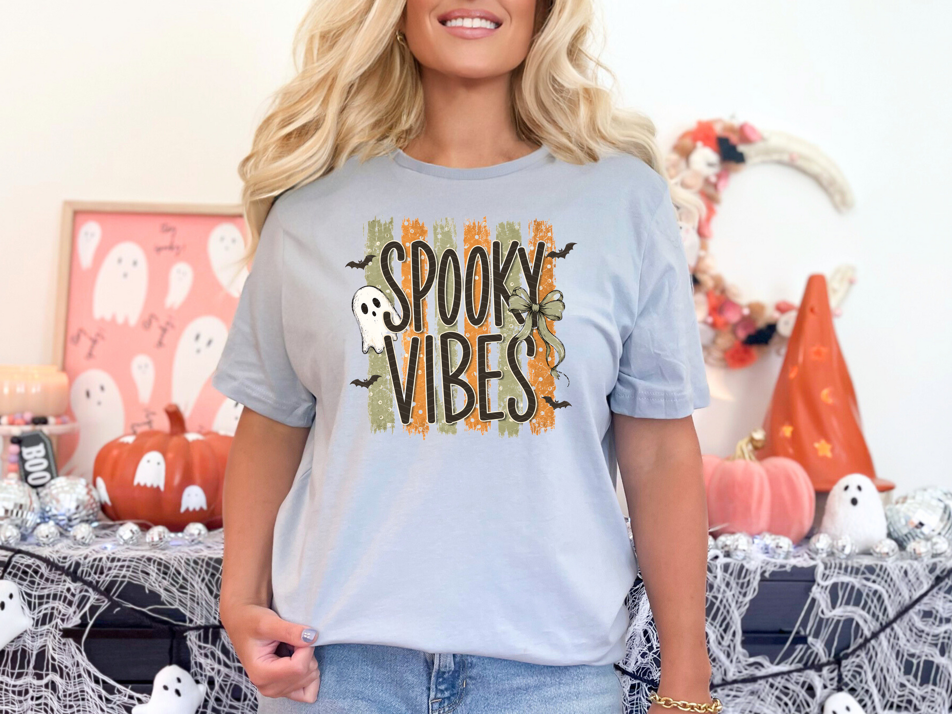 Halloween Stripes Spooky Vibes DTF TRANSFER