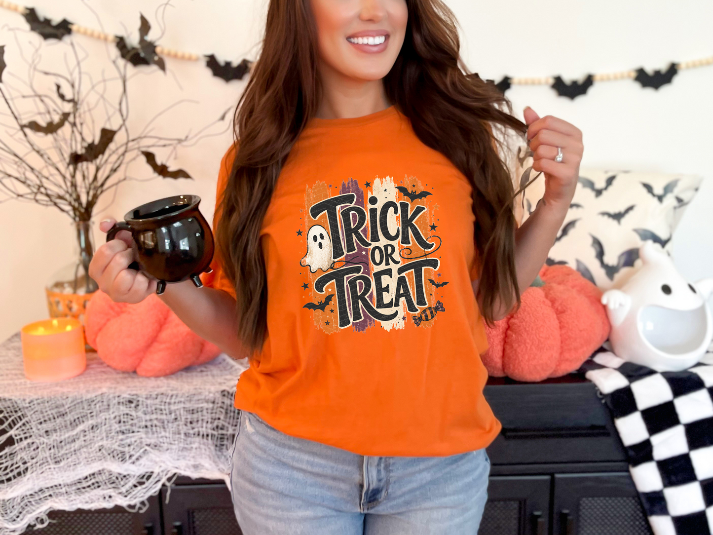 Halloween Stripes Trick or Treat DTF TRANSFER
