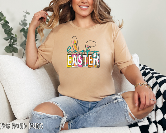 Happy Easter Ears Leopard Tie-Dye Neon