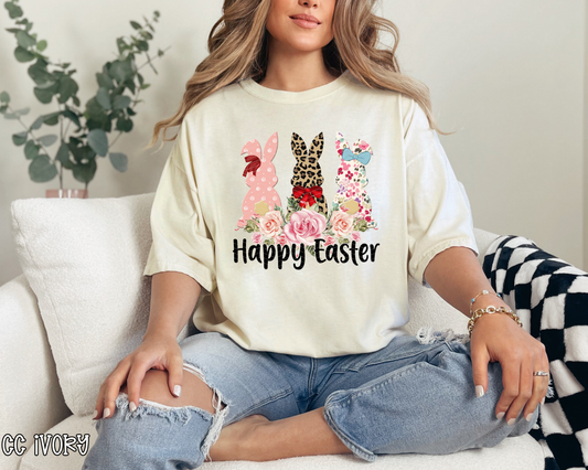 Happy Easter Leopard Floral Bunnies