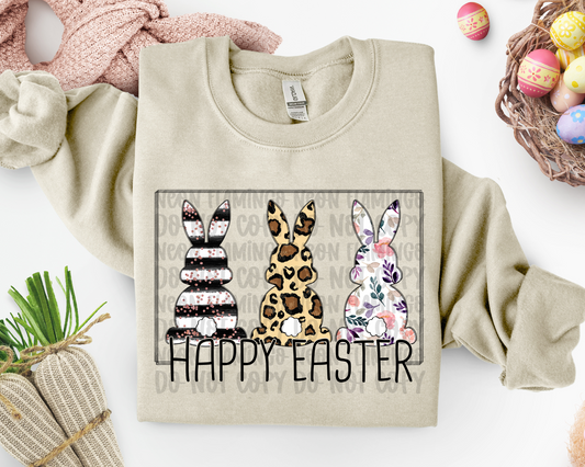 Happy Easter Leopard Stripe Floral