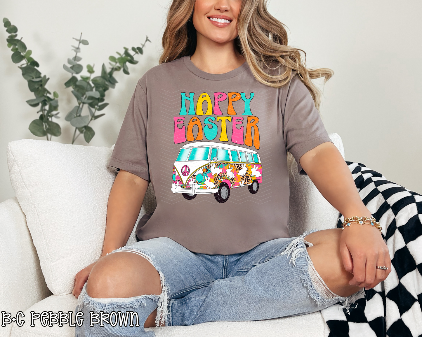Happy Easter Neon Leopard Groovy Van