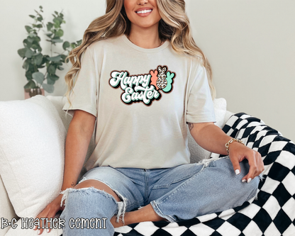 Happy Easter Retro Peach Mint Leopard
