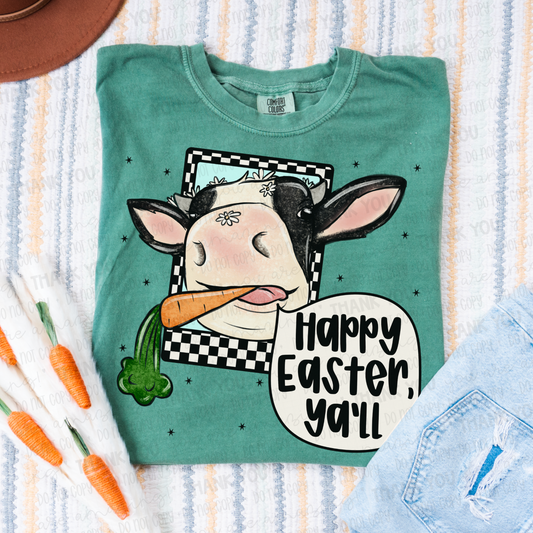 Happy Easter Y'all Cow DTF TRANSFER