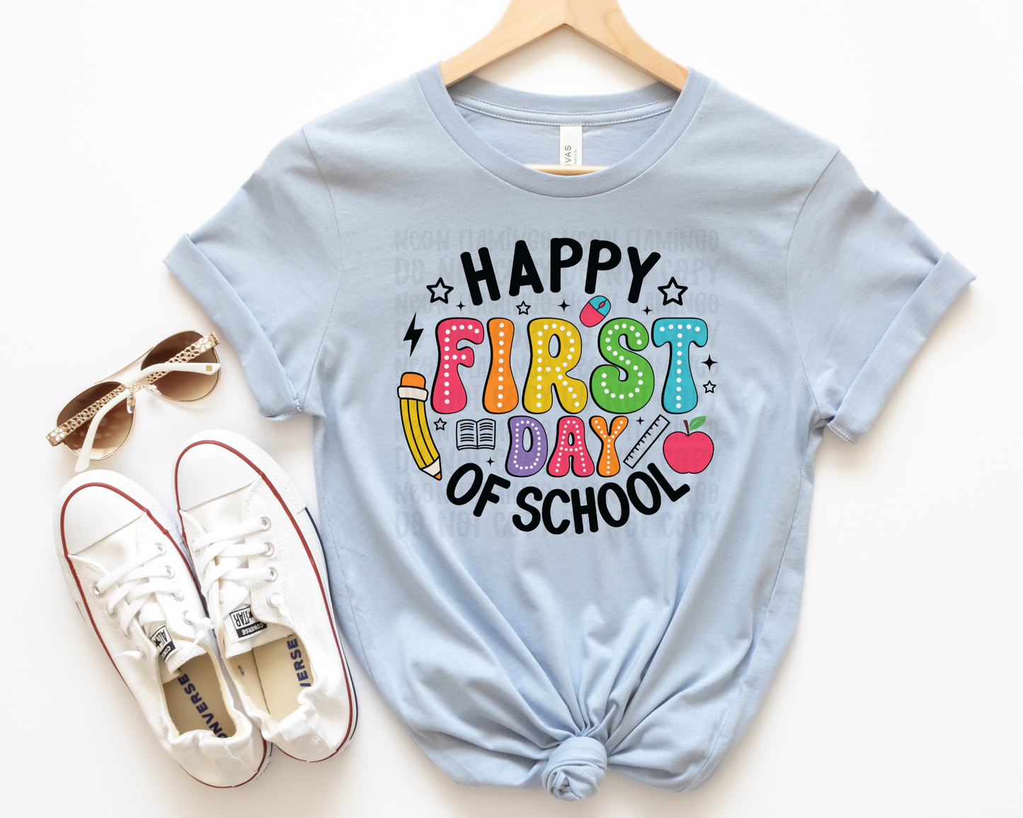 Happy First Day of School circle black