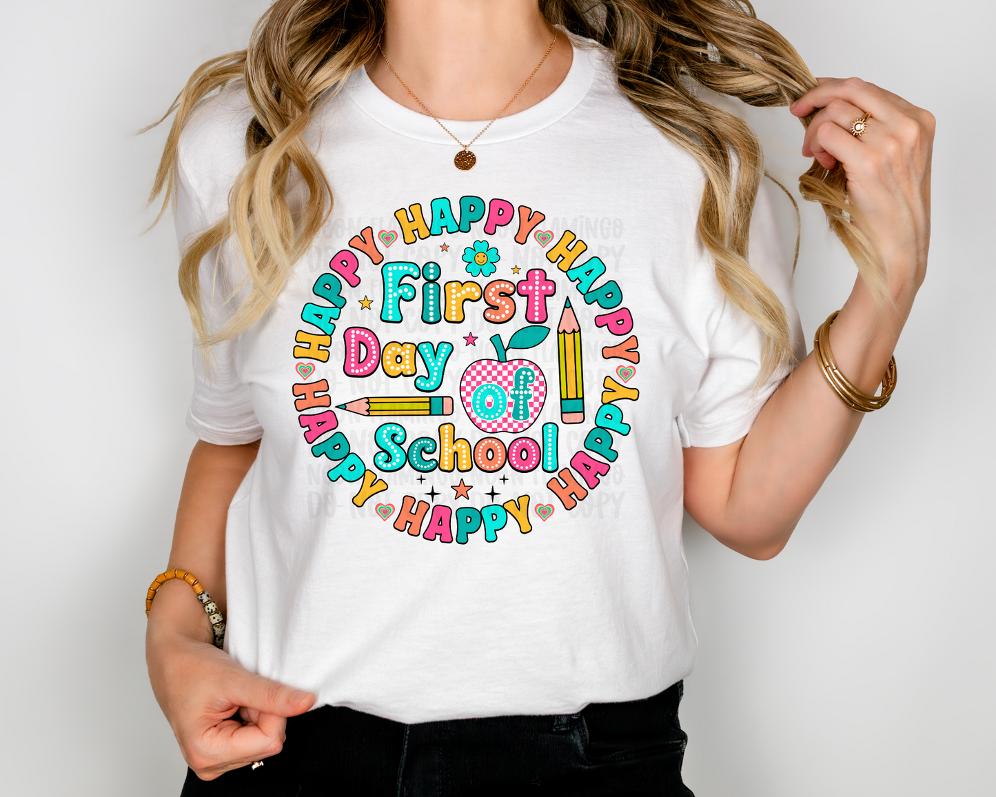 Happy First Day of School circle dots