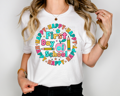 Happy First Day of School circle dots