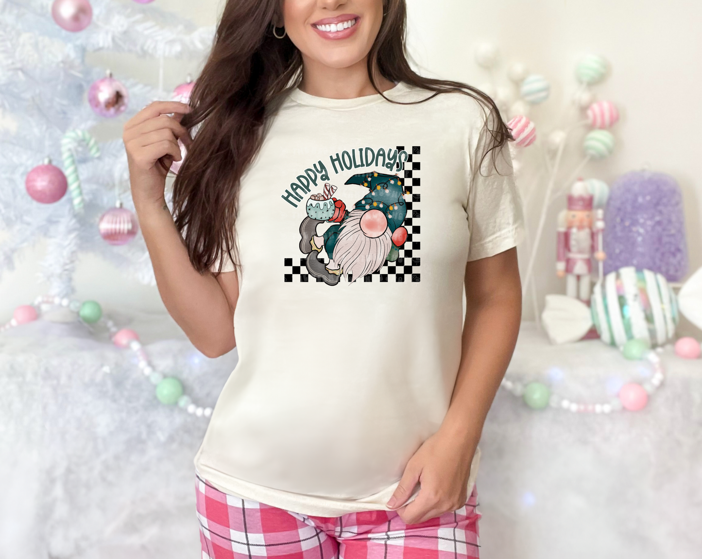 Happy Holidays Gnome DTF TRANSFER