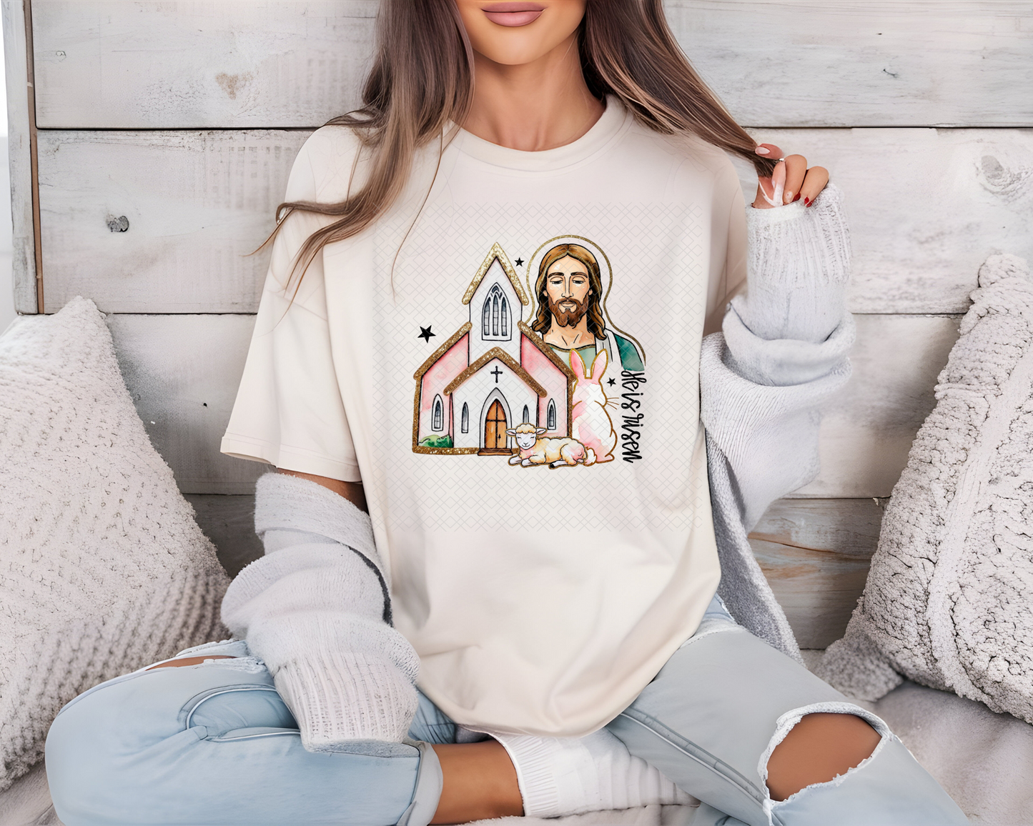 He Is Risen Church Glitter Scene