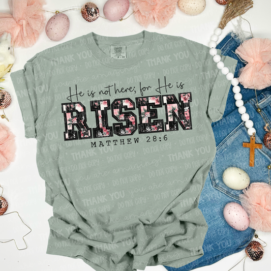 He Is Risen Quilted Floral DTF TRANSFER
