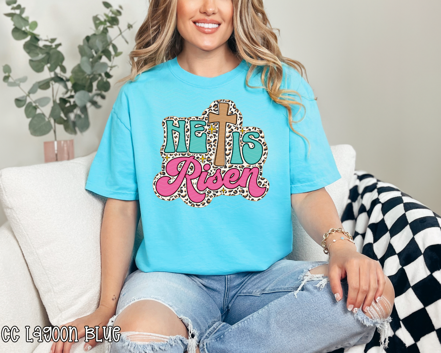He Is Risen Retro Leopard Neon