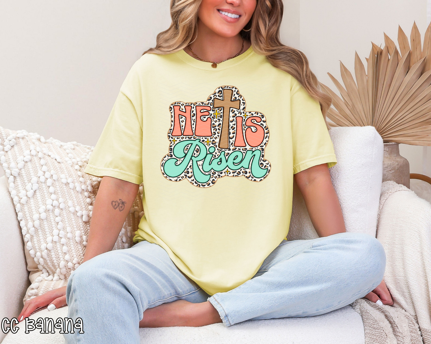 He Is Risen Retro Peach Mint Leopard