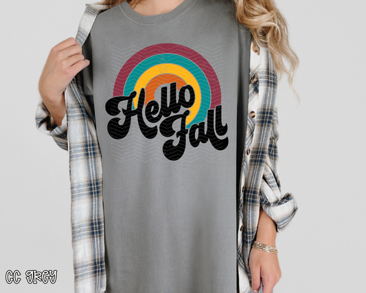 Hello Fall Vintage Rainbow DTF TRANSFER
