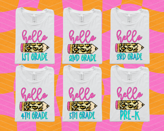 Hello Leopard Pencil Grades DTF TRANSFER