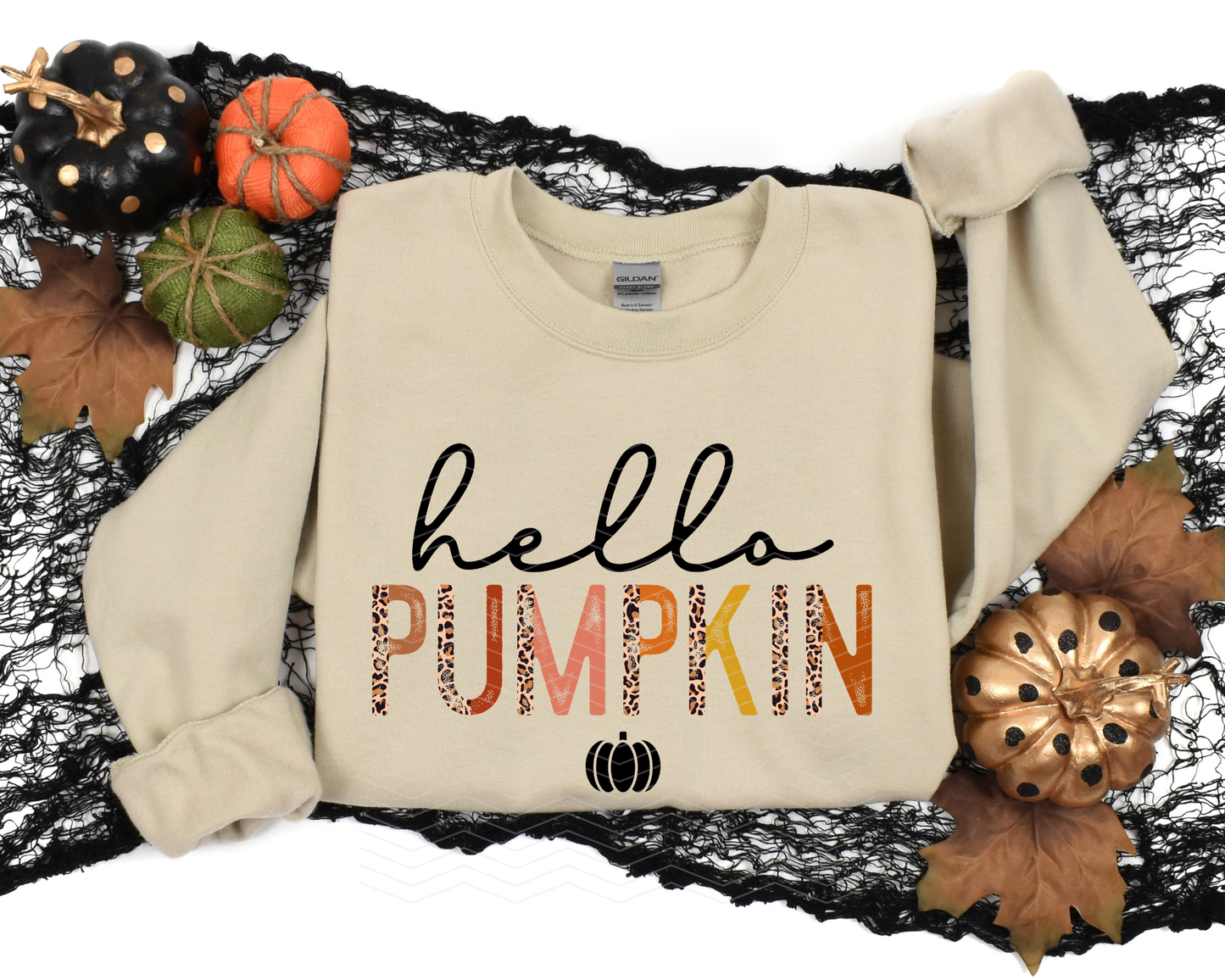 Hello Pumpkin Half Leopard DTF TRANSFER