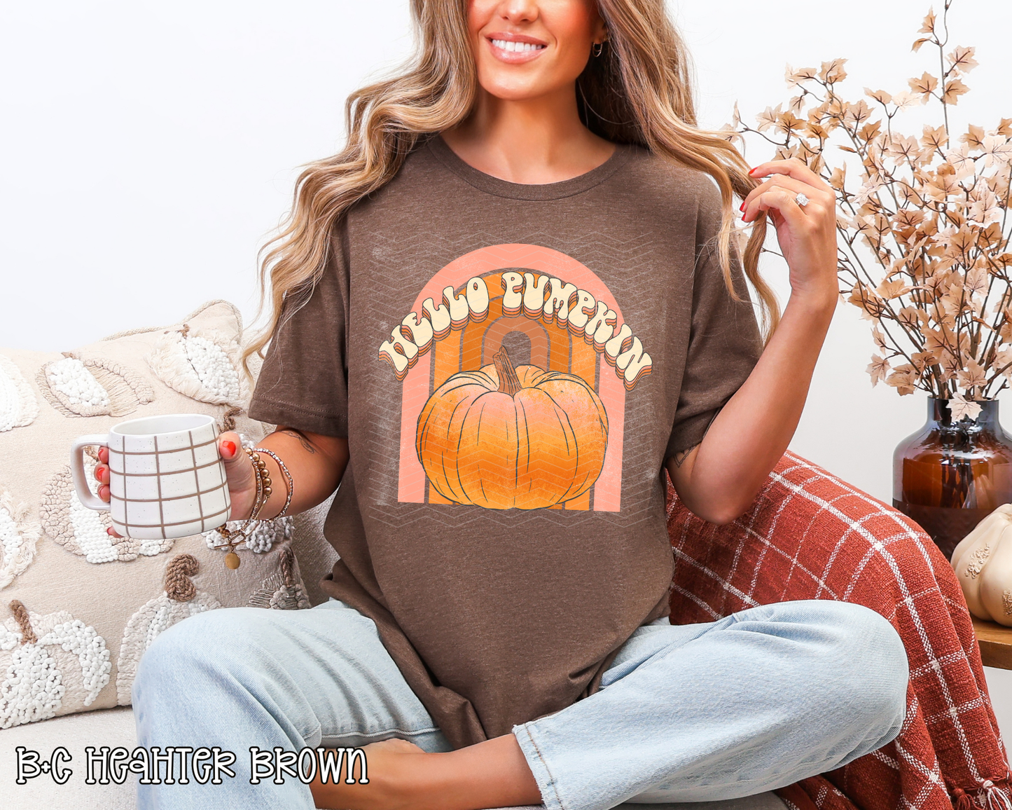 Hello Pumpkin Retro Rainbow DTF TRANSFER