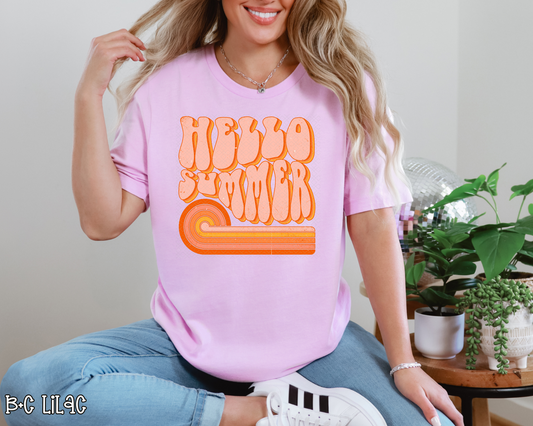 Hello Summer Retro Lines DTF TRANSFER