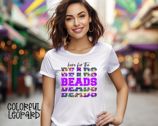 Here For The Beads Stacked Colorful Leopard