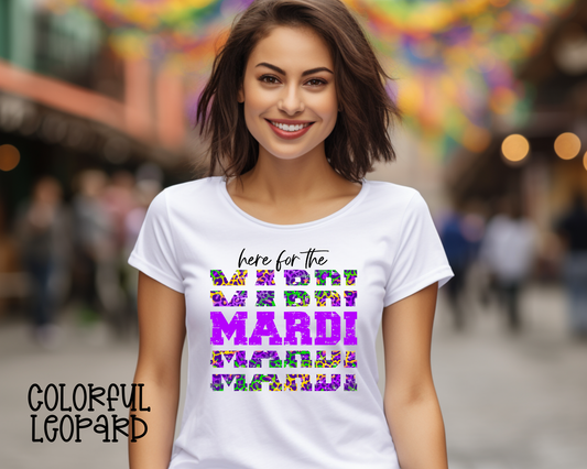 Here For The Mardi Stacked Colorful Leopard