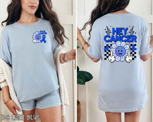 Hey Cancer FU Daisy Blue DTF TRANSFER