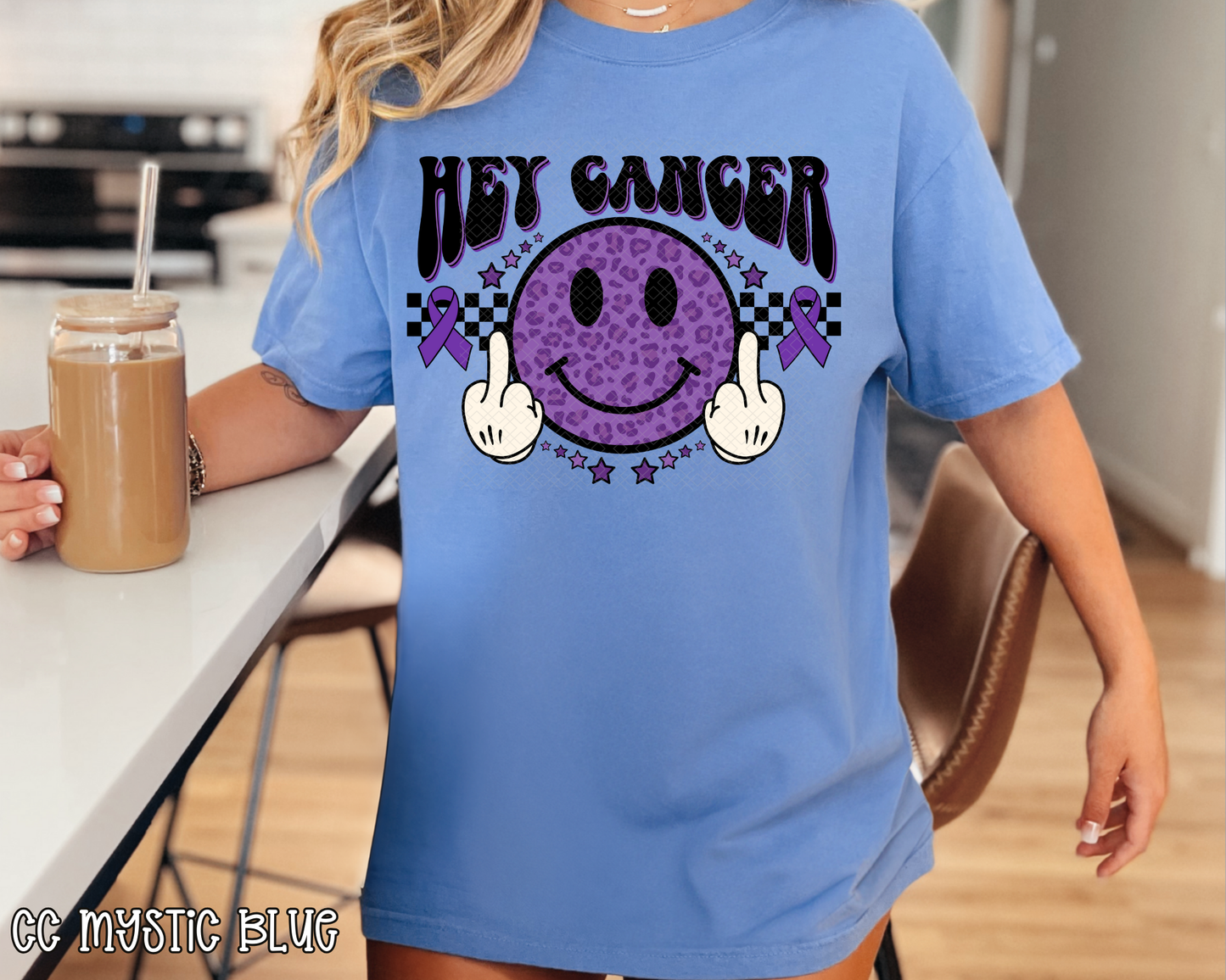 Hey Cancer FU Dark Purple DTF TRANSFER