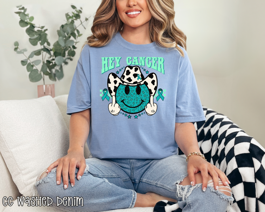 Hey Cancer FU Teal Mint Western