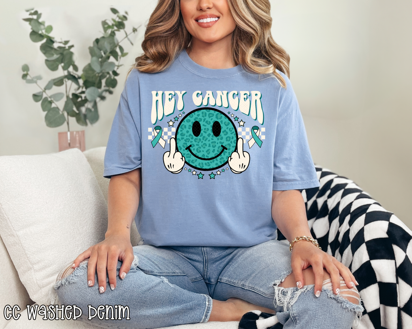 Hey Cancer FU Teal White