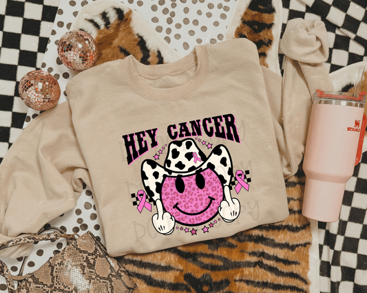 Hey Cancer FU Western Smiley Leopard DTF TRANSFER