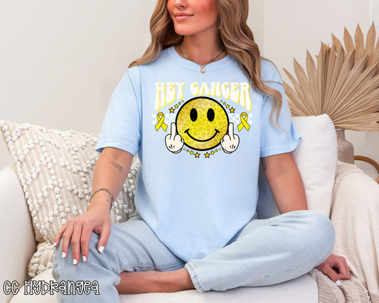 Hey Cancer FU Yellow White DTF TRANSFER