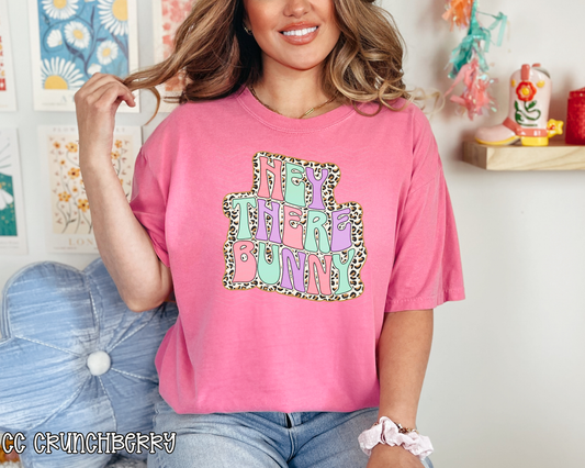 Hey There Bunny Retro Leopard Pastel