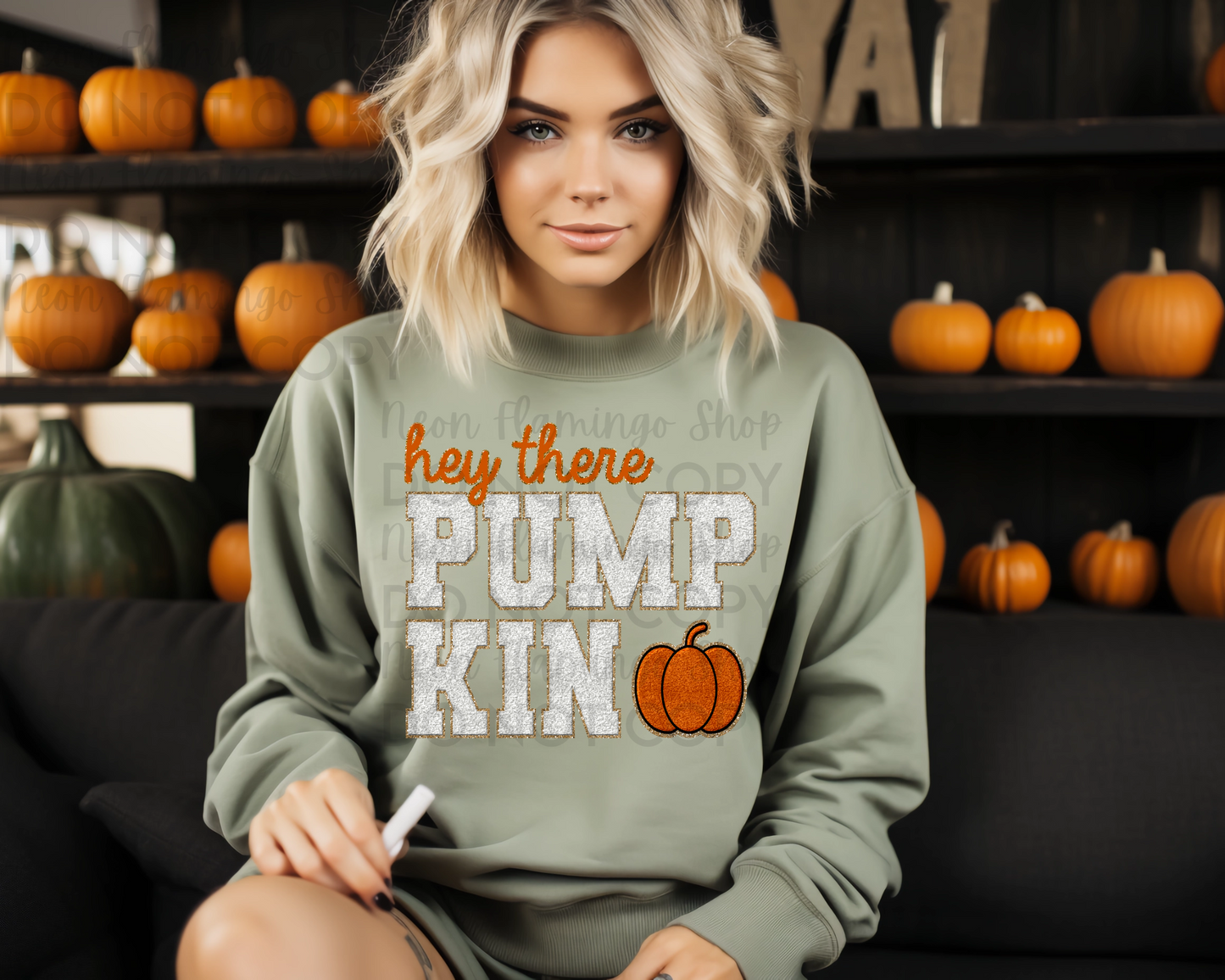 Hey There Pumpkin Faux Patch DTF TRANSFER