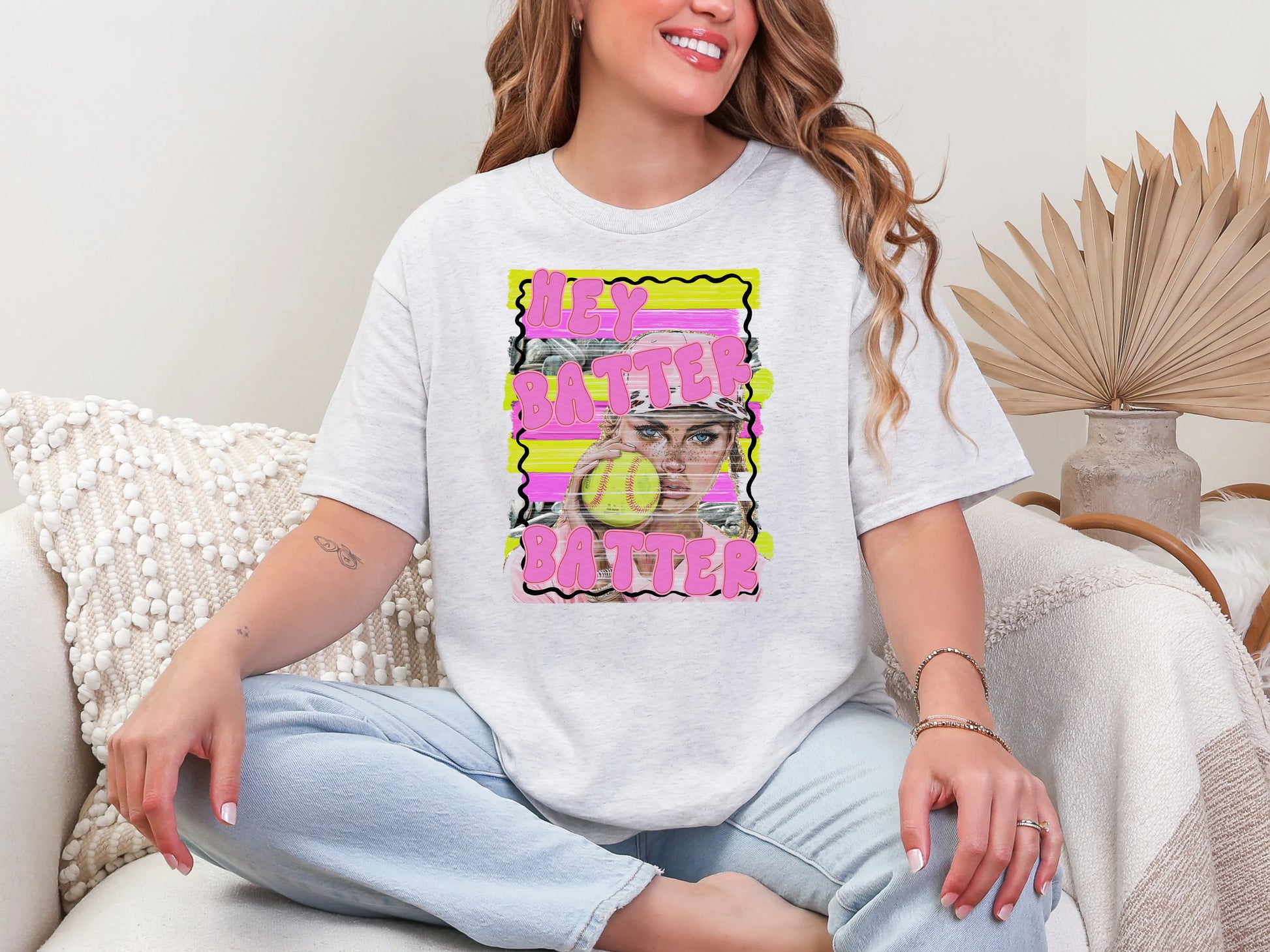 Hey Batter Batter Softball Pink DTF TRANSFER