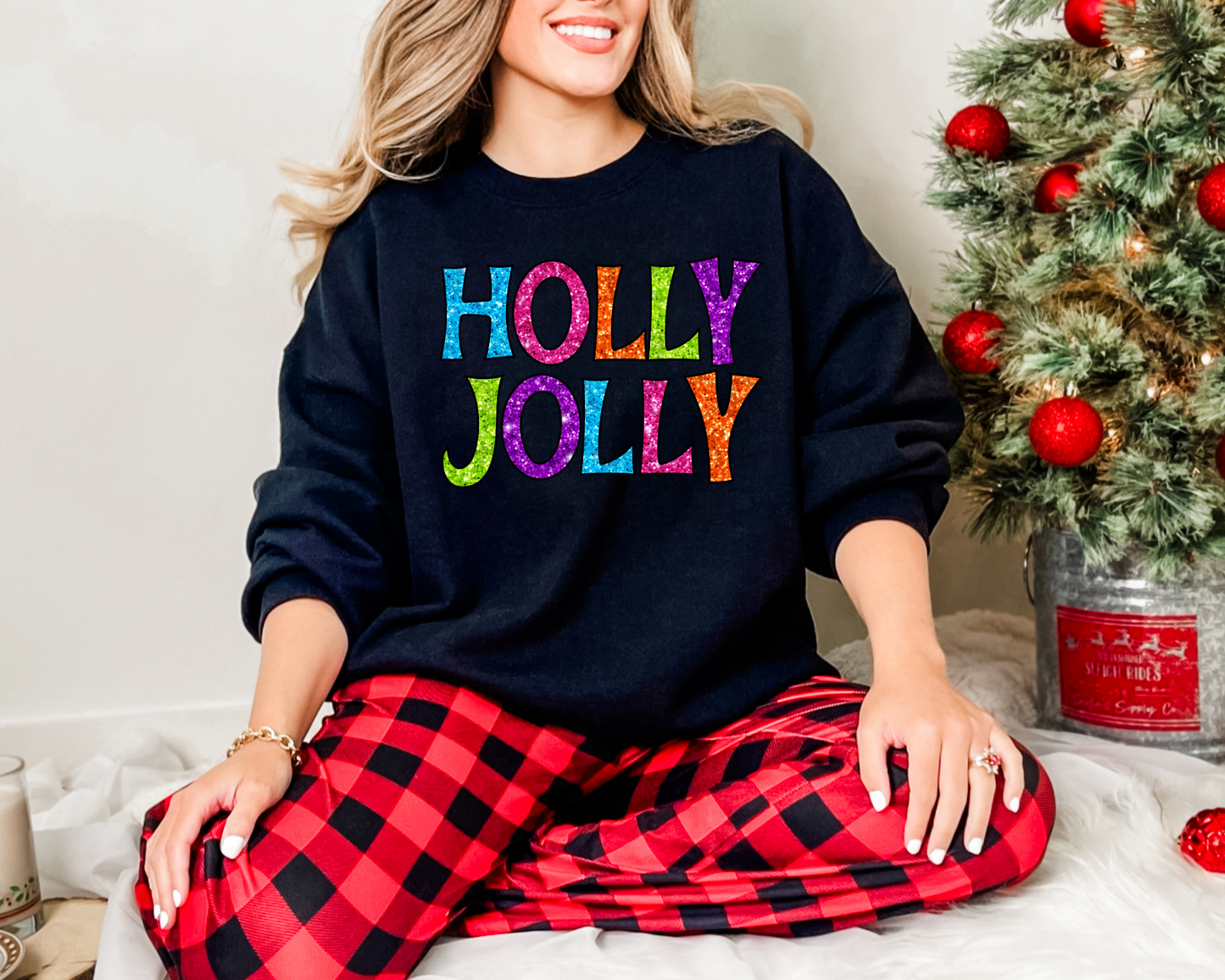 Holly Jolly Neon Glitter DTF TRANSFER