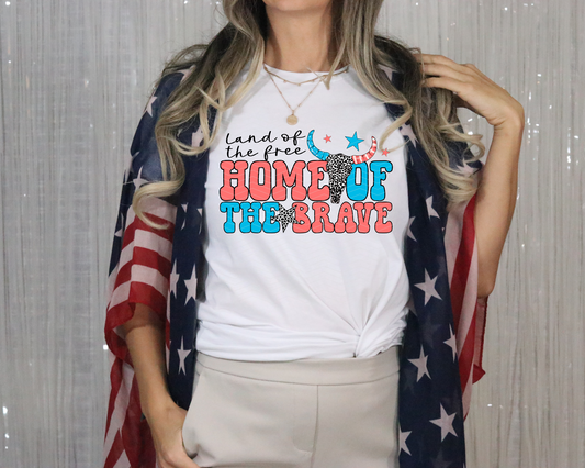 Home of the Brave Leopard Skull DTF TRANSFER