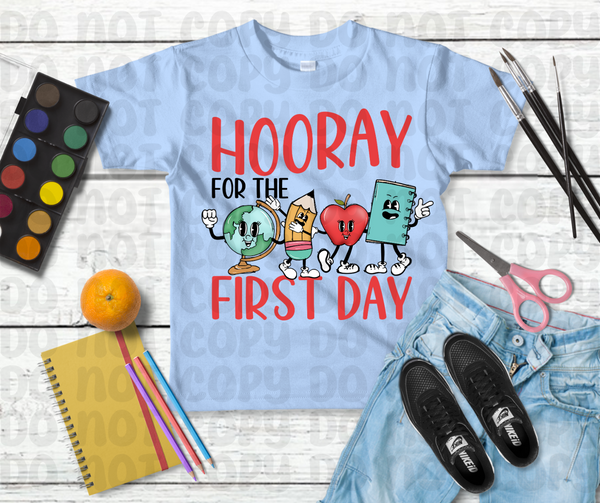 Hooray for the first day of school cartoon DTF TRANSFER ...