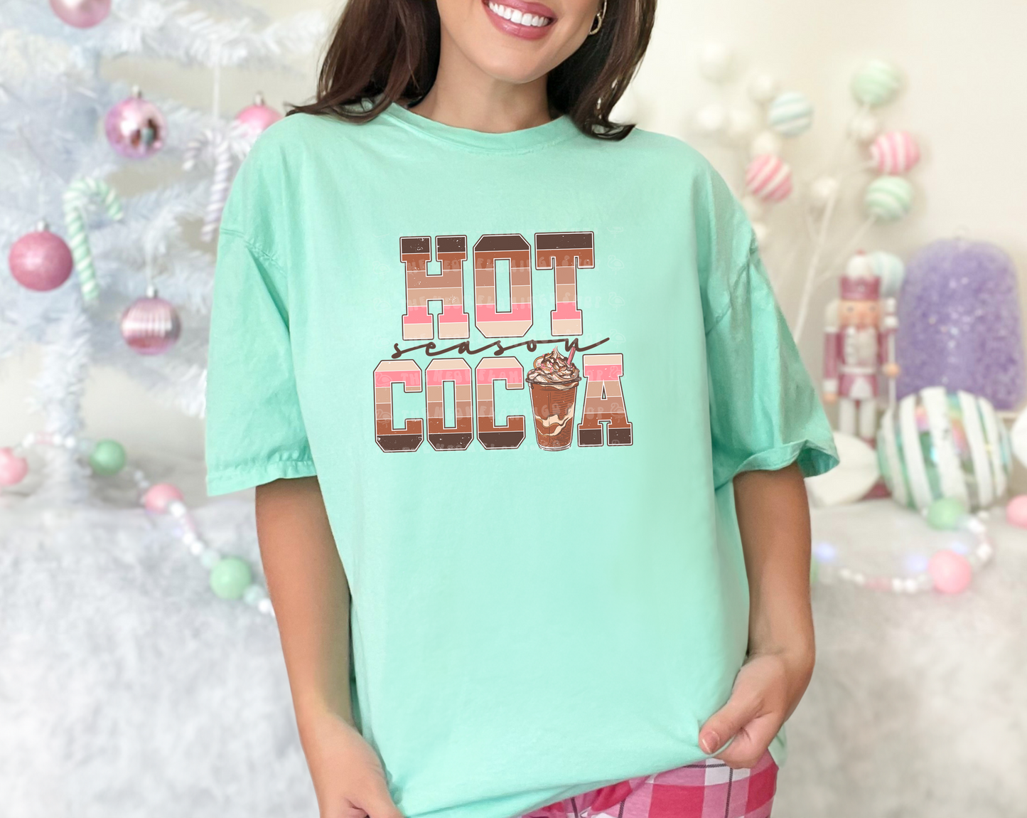 Hot Cocoa Season Retro Stripe DTF TRANSFER
