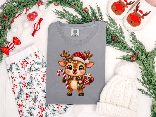 Hot Cocoa Reindeer Rhinestone DTF TRANSFER