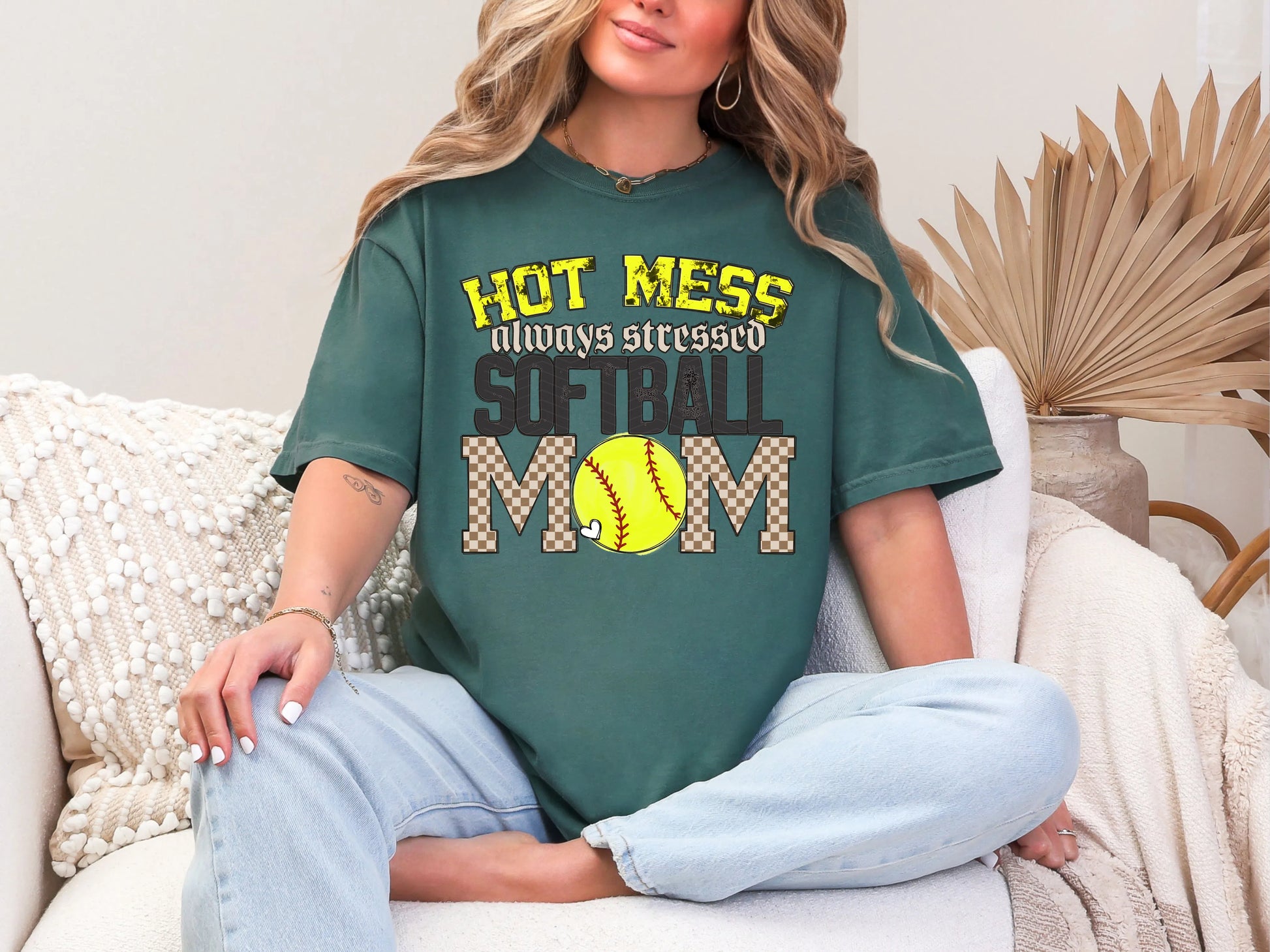 Hot Mess Always Stressed Softball DTF TRANSFER