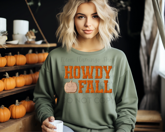 howdy fall faux patch DTF TRANSFER
