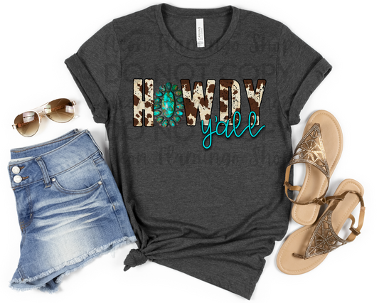 Howdy Y'all Cow Print DTF TRANSFER