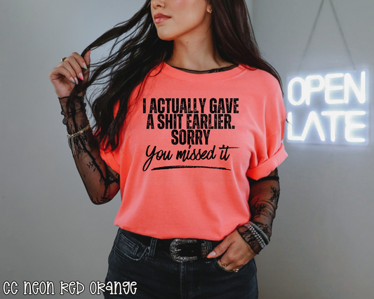 I Actually Gave A Shit Earlier. Sorry You Missed It