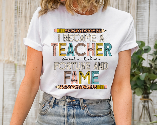 I Became A Teacher for the Fortune & Fame Pastel Leopard DTF TRANSFER