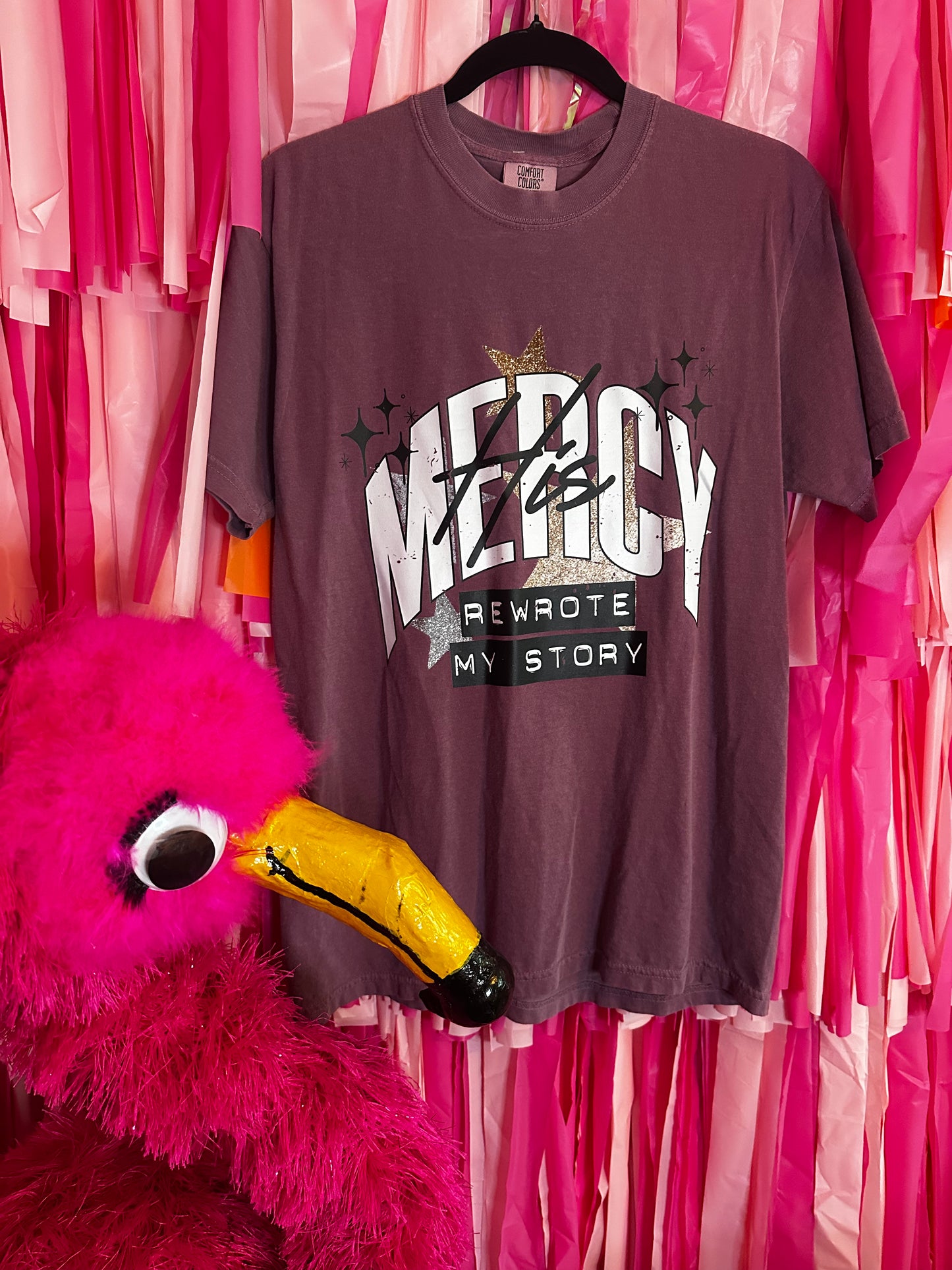 His Mercy Rewrote My Story Comfort Colors Berry