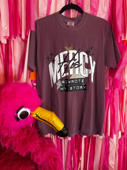 His Mercy Rewrote My Story Comfort Colors Berry