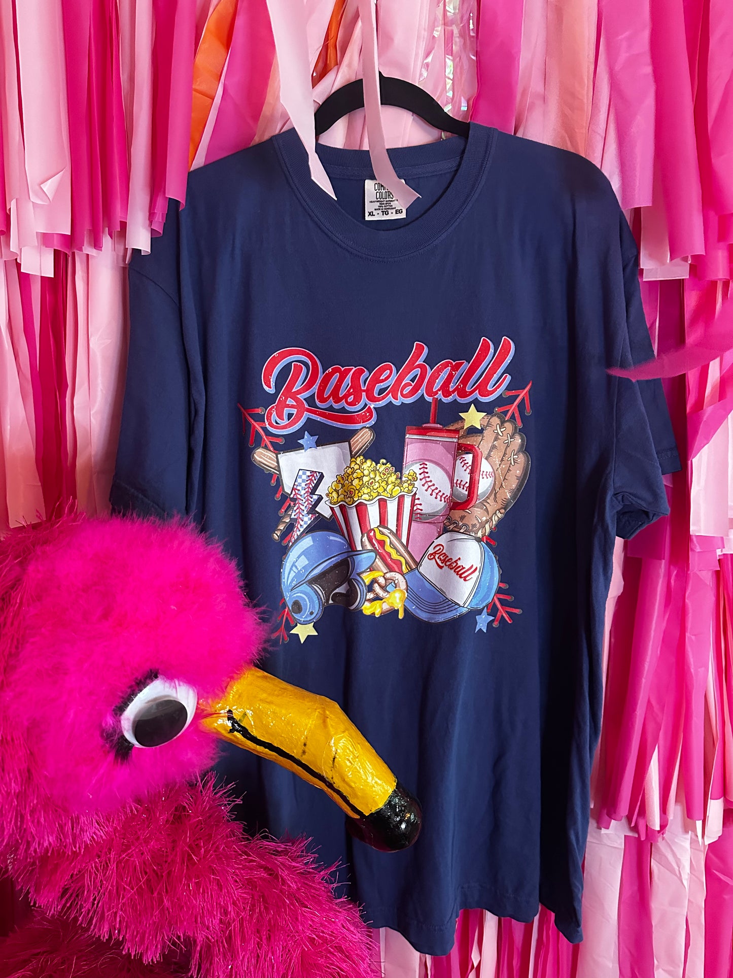 Retro Baseball Collage Comfort Colors China Blue