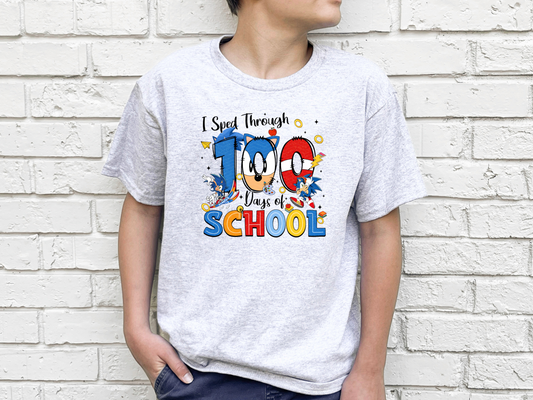 I Sped Through 100 Days of School Sonic Cartoon DTF TRANSFER