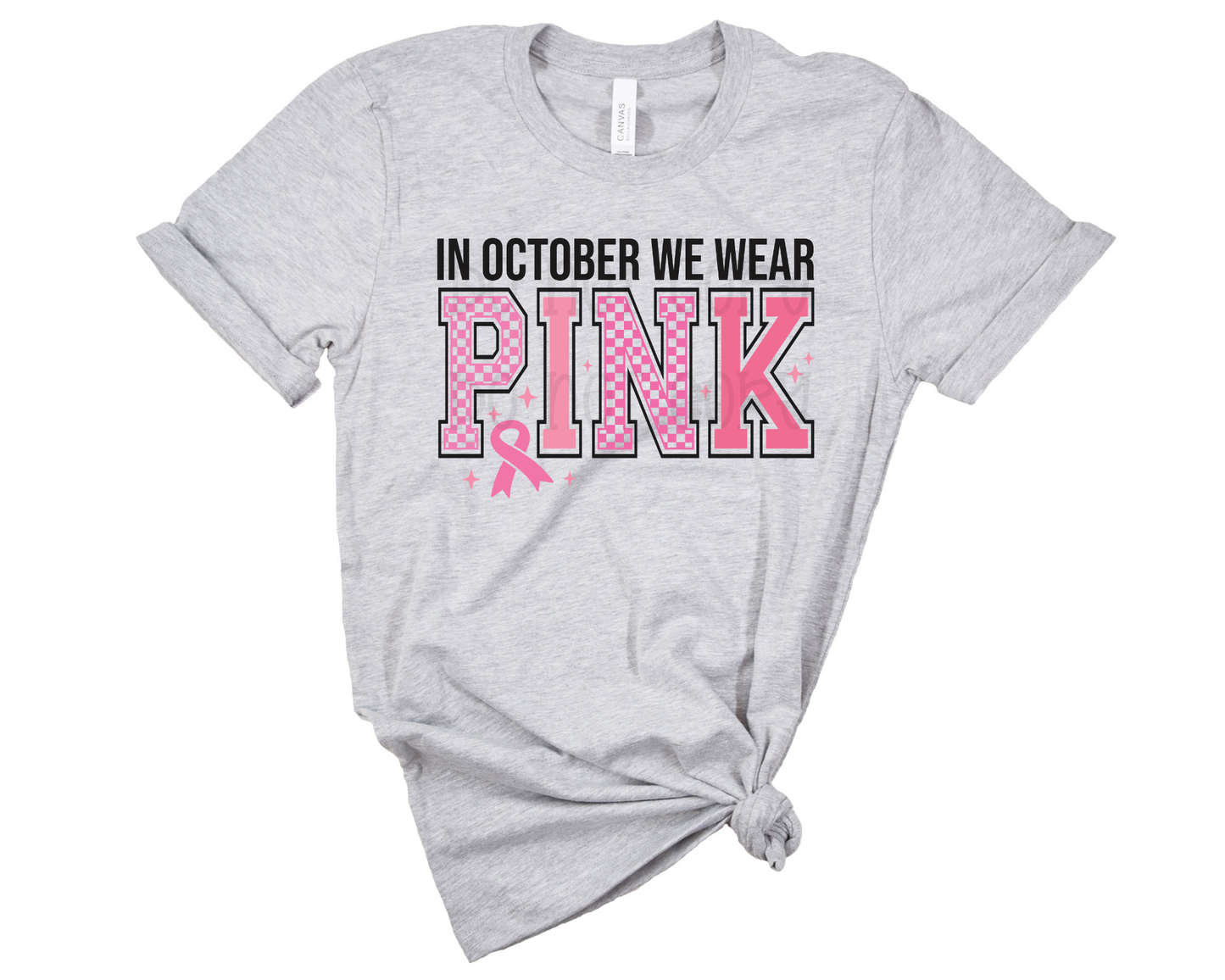 In October We Wear Pink Varsity DTF TRANSFER