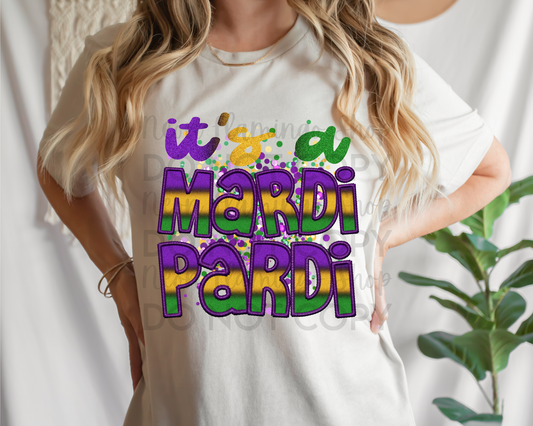It's A Mardi Pardi Faux Embroidery