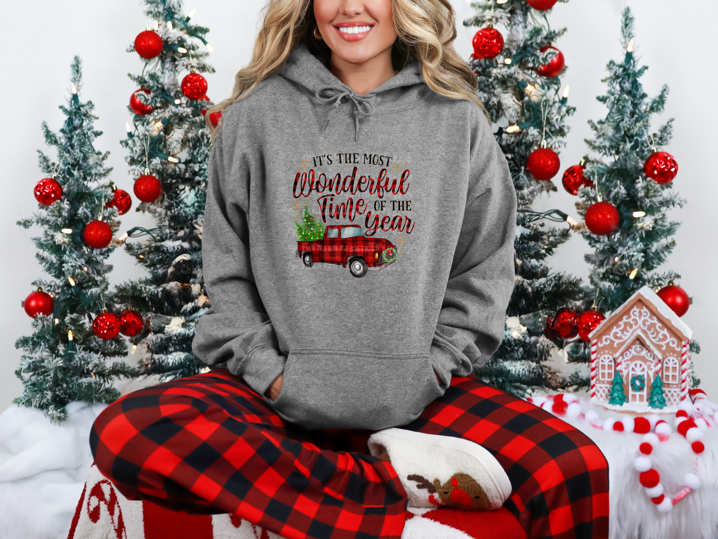 It's The Most Wonderful Time of the Year Plaid Truck DTF TRANSFER